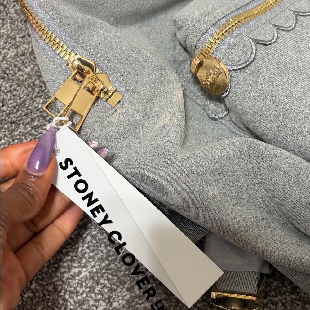 Stoney Clover Lane Gray Backpack with scallops - Picture 2 of 6